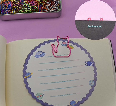 100 pcs Cat Paper Clips Cute, Cat Bookmark Clips, Cat Lover Gifts for Women, Cat Office Supplies Gifts Cat Office Desk Accessories for Work School...