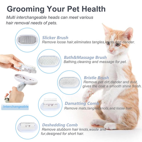 5 IN 1 Pet Grooming Brush Kit,Dog&Cat Self Cleaning Slicker Brush for Shedding.Dematting&Deshedding Dog Brush,Dog Hair Brush,Suitable for Small&La...