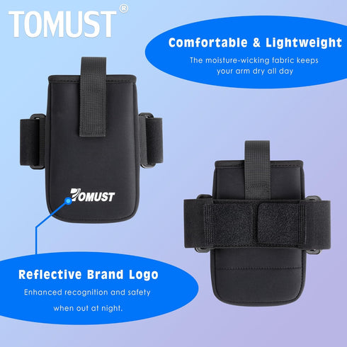 Phone Holder with Three Strap, Lightweight Arm Band with Reflective Logo, Elastic Armband Sleeve with Case Fits iPhone and Android, Use for Runnin...