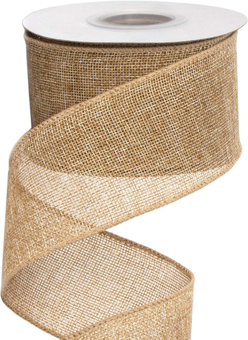 Ribbli Burlap Wired Ribbon,2-1/2 Inch x 10 Yard,Natural,Solid Wired Edge Ribbon for Big Bow,Wreath,Tree Decoration,Outdoor Decoration...