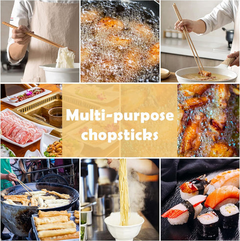 16.5 Inches Cooking Chopsticks, 2 Pairs Wooden Long Chop Sticks Reusable for Noodles Frying Hotpot, Japanese Extra Long Anti-Slip Chopsticks...