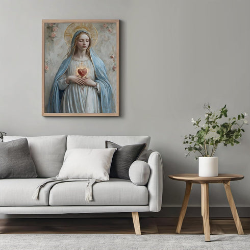 Posterizer 1 pcs-serene symbolic depiction of the Sacred Heart of Mary 2-Religious Posters Gift For Buddhism Meditation philosophy Fans- unframed ...