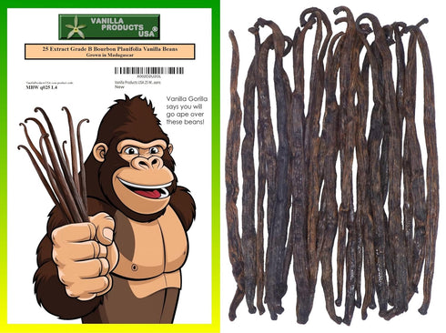 Vanilla Products USA 25 Whole Madagascar Bourbon Planifolia Extract Grade B Vanilla Beans...