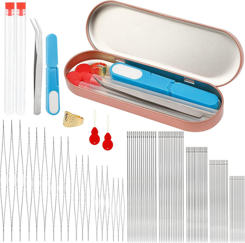 100 Pcs Beading Needles Set,75 Pcs Long Straight Beading Thread Needles 18 Pcs Big Eye Beading Needles with Threader, Needle Bottle, Yarn Scissors...