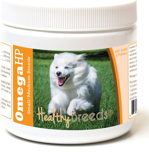 Healthy Breeds American Eskimo Dog Omega HP Fatty Acid Skin and Coat Support Soft Chews 60 Count...