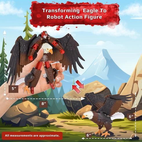 Forest & Twelfth Transforming Jungle Animal Toy Small - Unique Action Figure for Kids, Eagle-to-Robot and Vice-Versa in Seconds, Great Gift for Bo...