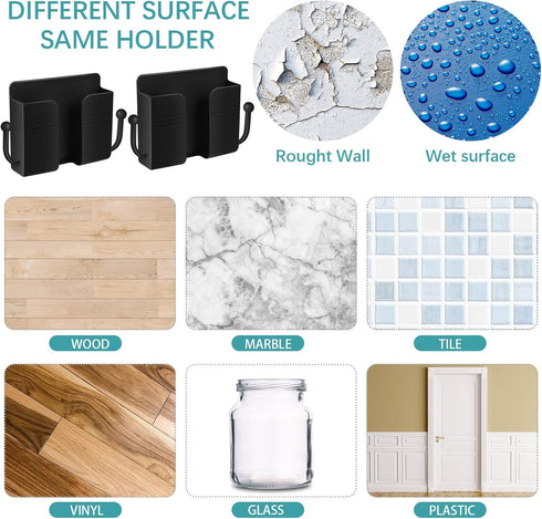 Jetec 6 Pieces Wall Mount Phone Holder Self-Adhesive Wall Beside Organizer Storage Box Plastic Charging Phone Stand Remote Wall-Mounted Phone Brac...