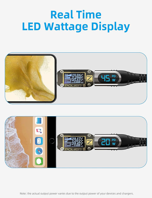 USB C to USB C Charger Cable (100W 5A), 3.3ft USBC to USBC Cable with LED Display, USB C Charging Cable Compatible with iPhone 15 Pro Max Plus, Ma...