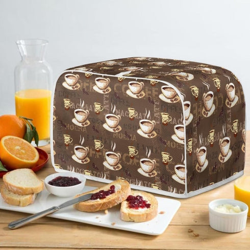 Coffee Design 2 Slice Toaster Dust Covers Long Slot Decorative Lotus Print Kitchen Bread Maker Covers Stain Resistant Appliance Cover...