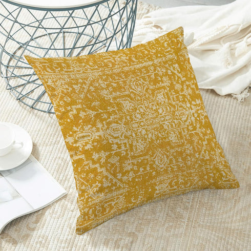 Boho Pillow Covers 20x20 Set of 2, Yellow Carpet Pattern Decorative Throw Pillows Linen Ethnic Design Farmhouse Cushion Pillow Covers for Sofa Cou...