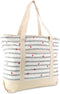 DALIX 22" Shopping Tote Bag in Heavy Cotton Canvas (Zippered Top) Gray Flamingo...