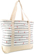 DALIX 22" Shopping Tote Bag in Heavy Cotton Canvas (Zippered Top) Gray Flamingo...