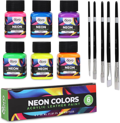 Acrylic Leather Paint for Shoes - 6 Color Leather Paint Kit with 5 Paint Brushes (Deglazer & finisher not Included) - Great Repair Finisher for Sh...