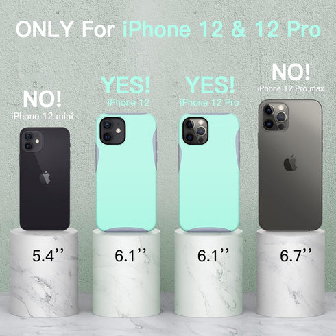TEAM LUXURY for iPhone 12 Case/iPhone 12 Pro Case, Shockproof Rugged Protective Phone Cover - Wireless Charging Compatible - (Soft Mint)...