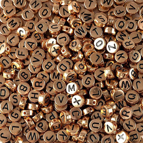 Letter Beads 1000pcs Acrylic Alphabet Letter Beads A-Z Letter for Jewelry Making (bg Rose Gold)...