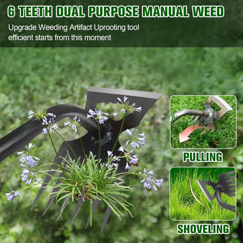 Weed Puller Tool Garden Weed Pulling Tool, Portable Garden Weeder Tool Uprooting Weeding Tool, 6 Teeth Hand Weeder for Vegetable Gardening Plantin...