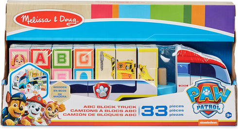 Melissa & Doug PAW Patrol Wooden ABC Block Truck (33 Pieces) - Sort And Stack Toys, Alphabet Blocks For Toddlers, Vehicle Toys For Kids Ages 3+, 3...