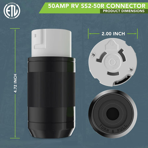 50 AMP RV Power Cord Locking Shore Connector Replacement End Marine Twist Lock (50 Amp Connector)...