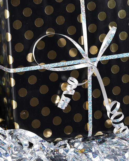 PartyWoo Silver Ribbon, 600 Yards Curling Ribbon for Balloons, Iridescent Crimped Ribbon, Shiny Curling Ribbon for Craft, Ribbon for Gift Wrapping...