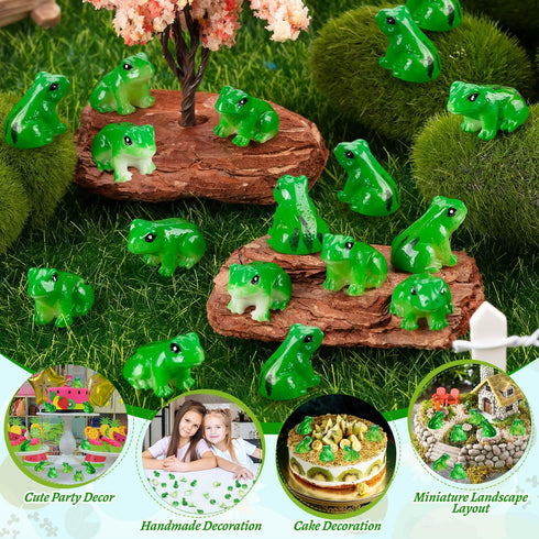 120PCS Mini Resin Frogs Green Frogs Figurines Miniature Animals Garden Decor for Model Fairy Garden Miniature Moss Landscape Display, DIY Terrariu...