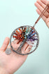 GEHECRST Natural 7 Chakra Healing Crystals Life Tree Hanging Ornament Reiki Gemstone Chips Copper Wires Wrapped Handmade Hanging Decor for Wall, W...