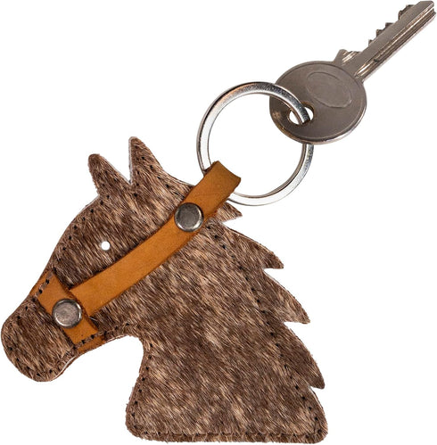 Stallion Head Keychain Handmade from Full Grain Leather - Furry...
