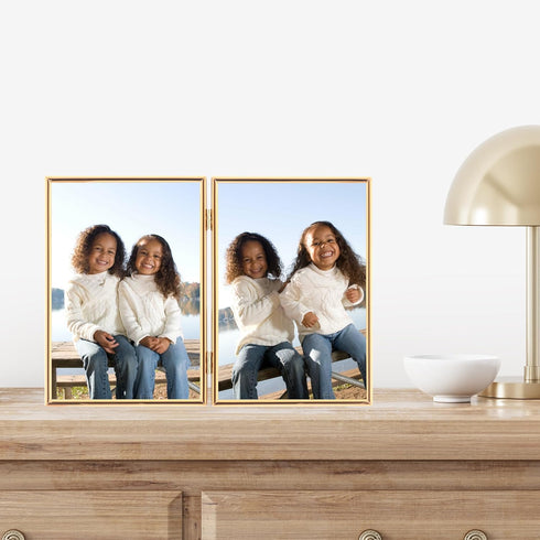 Lawrence Frames Metal Frame, Simply, Gold, 5x7 Double...