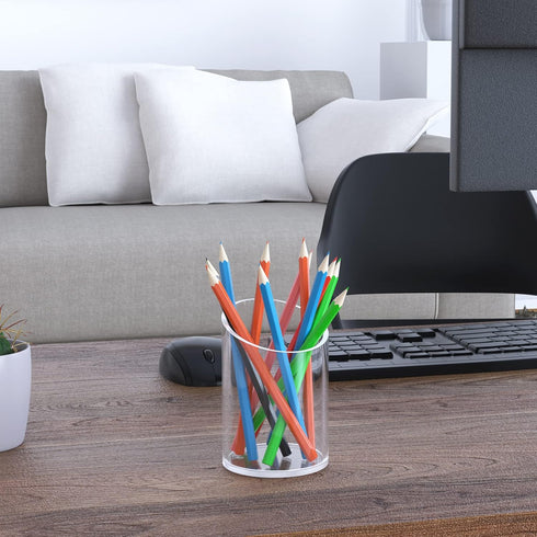 Pen Holder for Desk Organizer, Acrylic Makeup Brush Organizer Sanitizer Holder Pen and Pencil Holder for Office, Home, School, Clear...