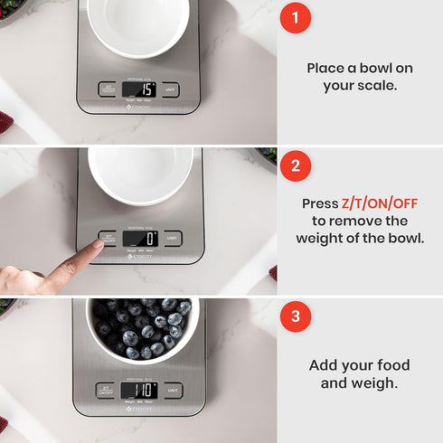 Etekcity Food Kitchen Scale, Digital Grams and Ounces for Weight Loss, Baking, Cooking, Keto and Meal Prep, LCD Display, Medium, 304 Stainless Ste...