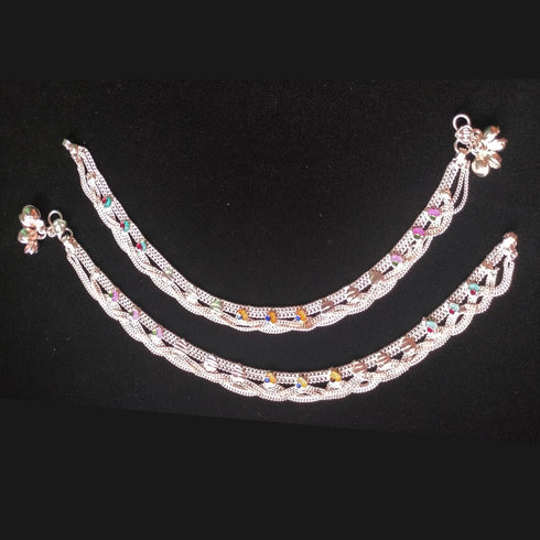 Touchstone NEW Indian Bollywood Handcrafted Beaten Metal Feet Motif Colorful Meenakari Sweet Sound Pretty Stylish Designer Jewelry Payal Paazeb An...