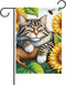 Adorable Cat and Sunflower Garden Flag Welcome Yard Flag Burlap Double Side 12x18 Outdoor Farmhouse Decor Cute Garden Flag for Outside...