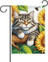 Adorable Cat and Sunflower Garden Flag Welcome Yard Flag Burlap Double Side 12x18 Outdoor Farmhouse Decor Cute Garden Flag for Outside...
