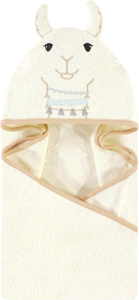 Little Treasure Unisex Baby Cotton Animal Face Hooded Towel, Neutral Llama, One Size...