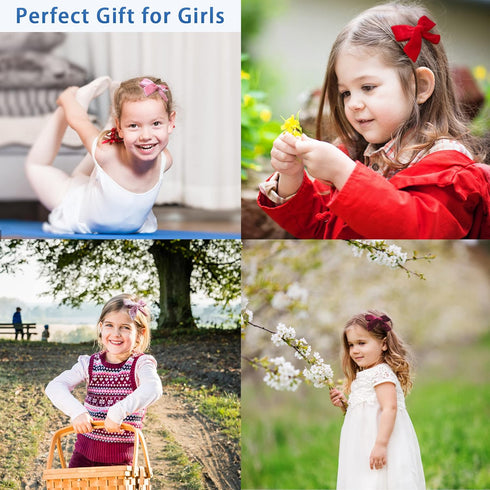 Yxiang 24PCS Velvet Hair Clips and Barrettes for Baby Girls, 4 inches Hair Bows Fully Lined Non Slip Barrettes Christmas Hair Accessories for Todd...