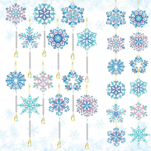 Poen 12 Pcs Winter Snowflake Diamond Painting Keychains Kits 5d Christmas Diamond Painting Ornaments Hanging Pendant Diamond Painting Art DIY for ...