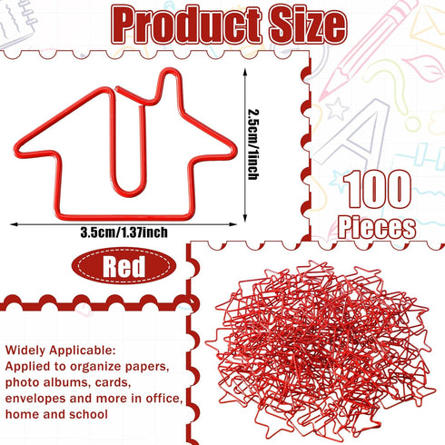 100 Pcs House Shaped Paper Clips Real Estate Agent Gifts Paper Clips Bulk Cartoon Creative Office Supplies for Home Classroom Desk Accessories Sup...