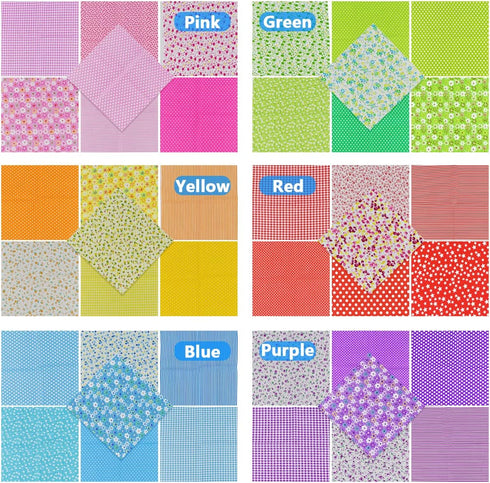 9.8X 9.8" 42Pcs Cotton Print Fabric Bundle Squares Pre-Cut Multicolor Design Printed Quilting Sewing Floral for Quilting Patchwork DIY Craft Scrap...