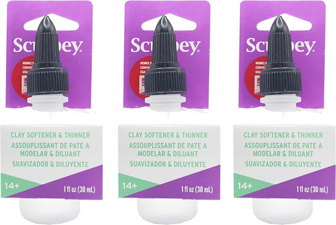 Polyform Sculpey Clay Softener and Thinner 1-Ounce (3 Pack) with Twist Cap for Precise Flow Control for Clay...