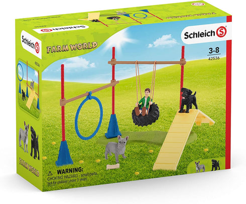 Schleich Farm World, Farm Toys for Girls and Boys Ages 3-8, 14-Piece Playset, Puppy Agility Training at the Dog Park...