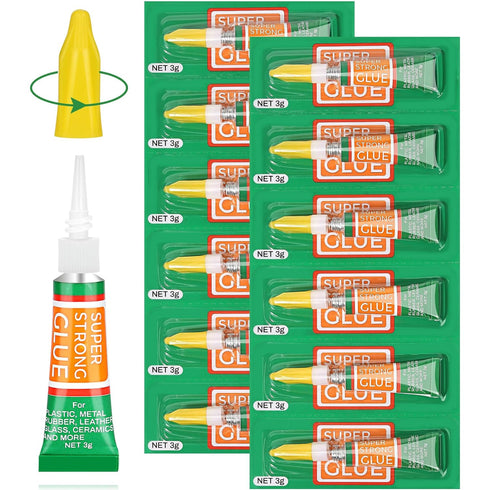 3g X 12 Pack Super Glue Strong Adhesive, Cyanoacrylate Adhesive Instant Drying Glue for Plastic, Wood, Metal, Crafts, Home Kitchen Utensil Repair ...