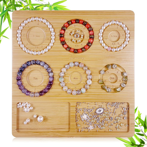 Favonuovy Bead Boards for Jewelry Making Bamboo Bracelet Making Bead Tray 5" 5.5" 6" 6.5" 7" 7.5" All in Inches Wooden Bracelets Sizer Measurement...