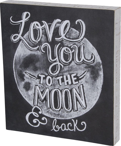 Primitives by Kathy Chalk Art Box Sign, 12 x 13.5-Inches, to The Moon/Back...