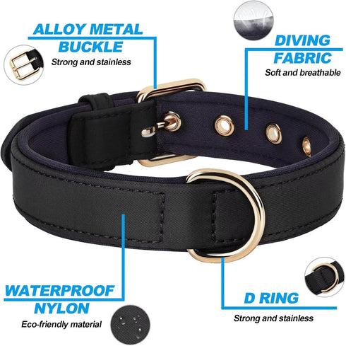 Didog Waterproof Dog Collar with Soft Padded, Strong Large Dog Collars with Metal Buckle, Lightweight and Breathable Dog Collars for Medium Dogs, ...