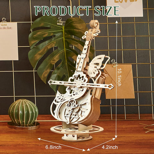 3D Wooden Puzzles, DIY Assembled Adult Toys, Home Decorations, Creative Musical Gift Hobby Kit, 143 Pieces, Cello Music Box...