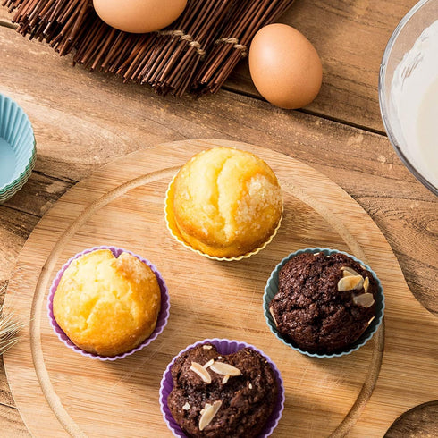Cupcake Liners - Reusable Silicone Cupcake Baking Cups - Non-Stick Baking Muffins Mold - Use As Lunch Box Dividers - Set of 12 Kitchen Accessories...