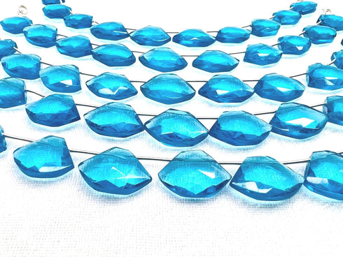 1 Strand Blue Topaz Quartz 10 Pcs Beads Size 19x14mm Fancy Shape Cut Faceted Beads for Jewellery Making, Beading & Craft Supplies KCRAFTS-RK_k47...