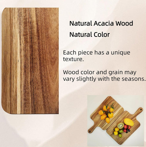 Acacia Wood Cutting Board with Handle 13.7''X7'' / Charcuterie Board/Serving Board/Cheese, Bread, Vegetables & Fruits Serving Board (Rectangular)...