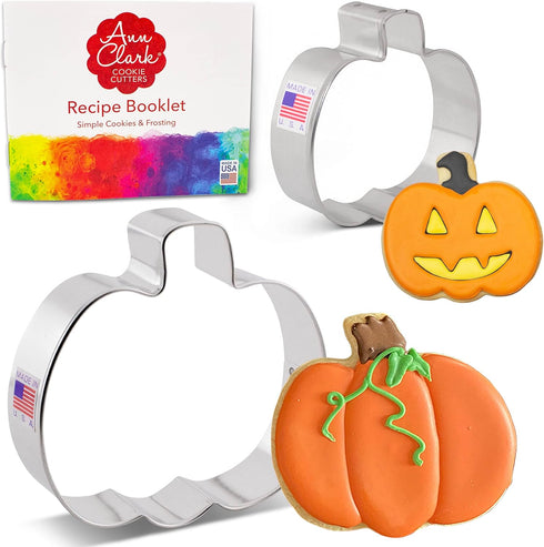 Pumpkin Cookie Cutters 2-Pc. Set Made in USA by Ann Clark, 4", 3"...