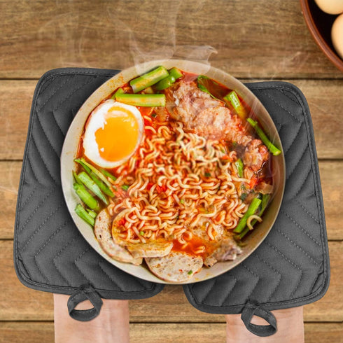 GROBRO7 5Pack Pocket Pot Holders Cotton Heat Resistant Potholder Multipurpose Hot Pads Machine Washable Oven Mitts Cooking Pads Bulk for Daily Kit...