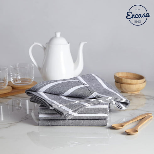 Encasa Kitchen Dish Towels Set | Hand and Tea Cloth for Cleaning & Quick Drying, X-large (28"x18") (4 Pc Set) Highly Absorbent - Eco-Friendly Cott...
